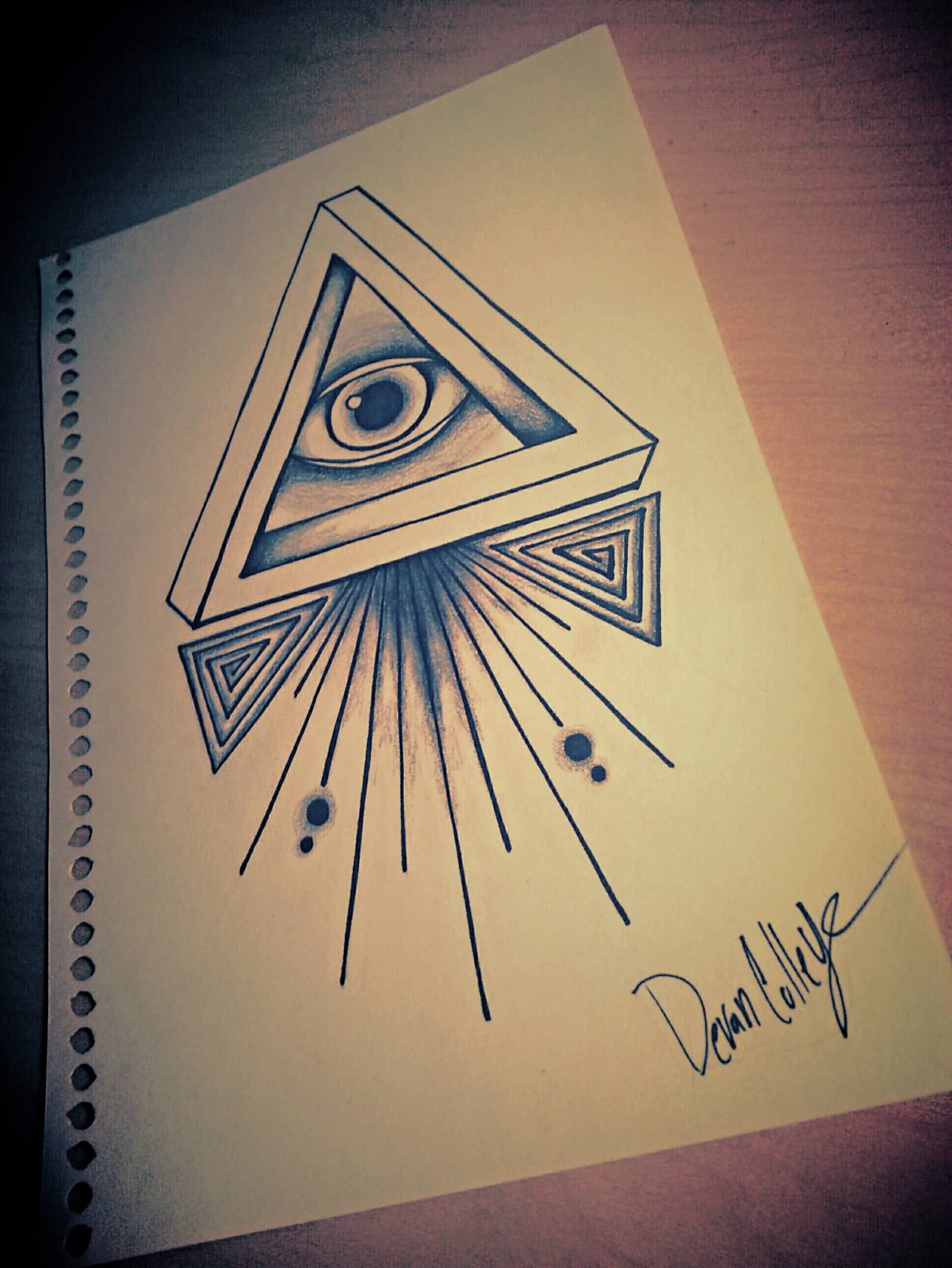 Wonderful Triangle Eye Tattoo Design By Devan Colley