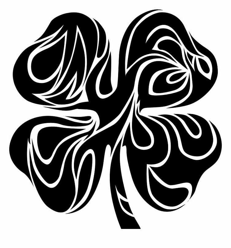Wonderful Tribal Four Leaf Shamrock Tattoo Design