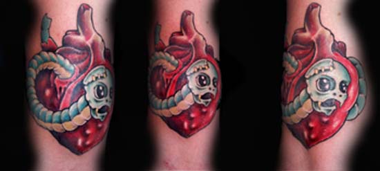Worm In Heart Tattoo
