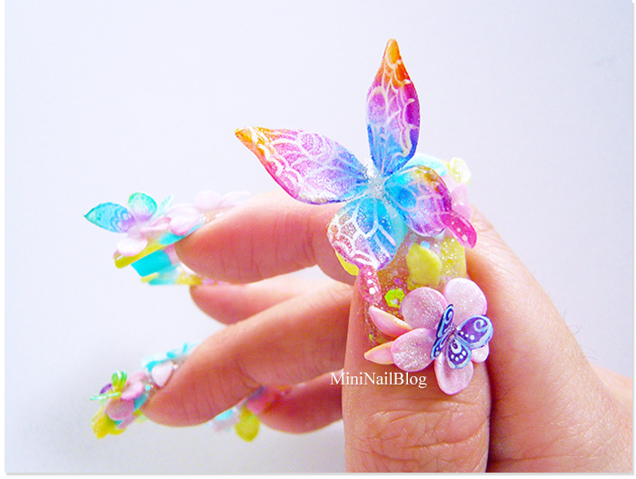 3D Butterflies Nail Art Design Idea