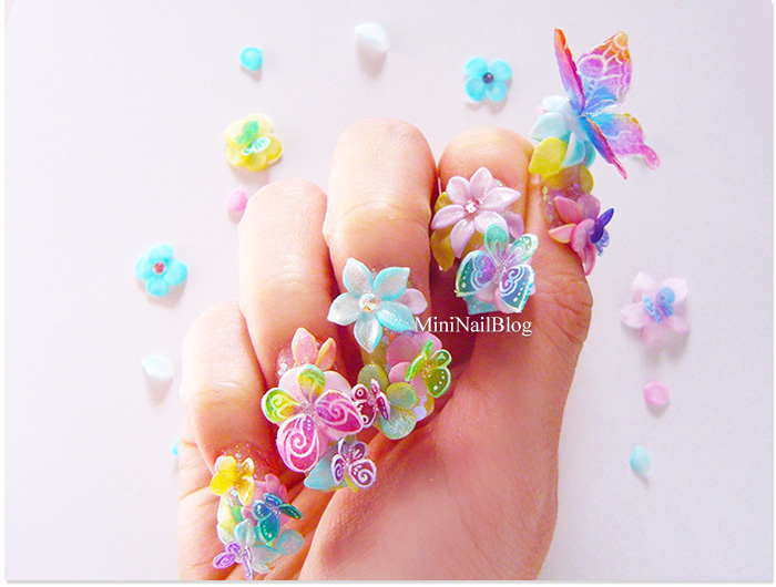 3D Butterfly And Flower Nail Art