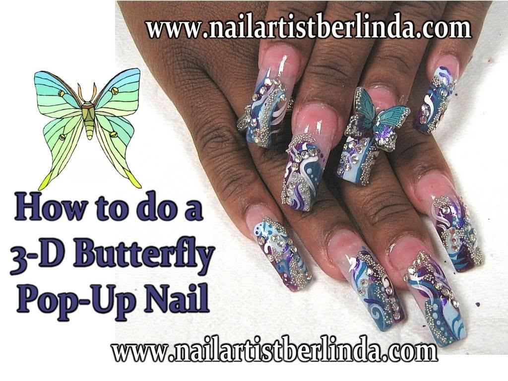 3D Butterfly Pop Up Nail Art