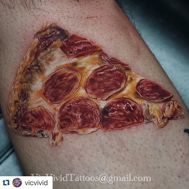 Amazing Pizza Slice Tattoo