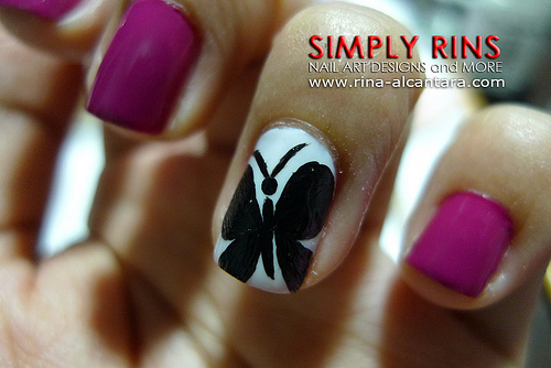 Accent Black Butterfly Nail Art