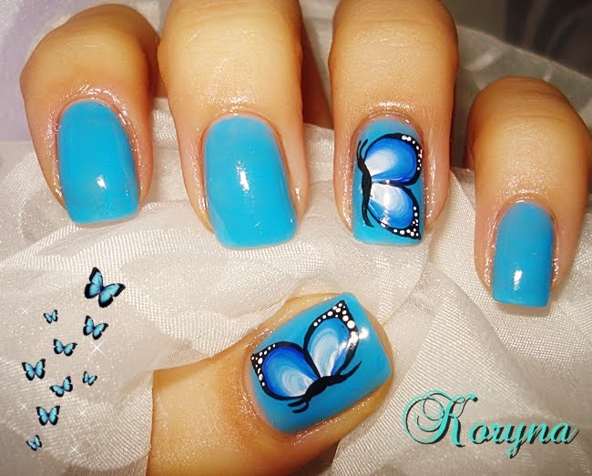 Accent Blue Butterfly Nail Art