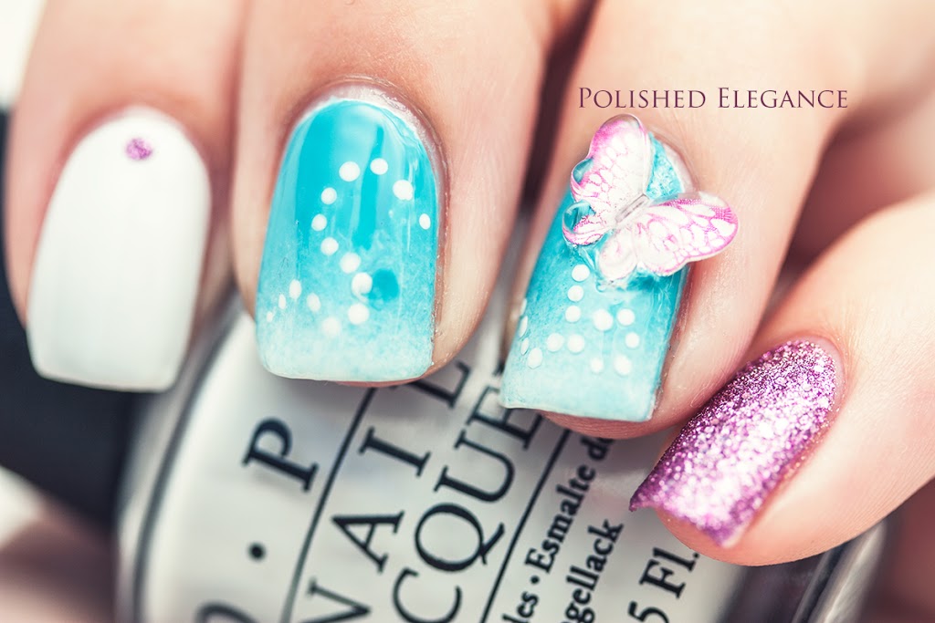 Accent Pink 3D Butterfly Nail Art