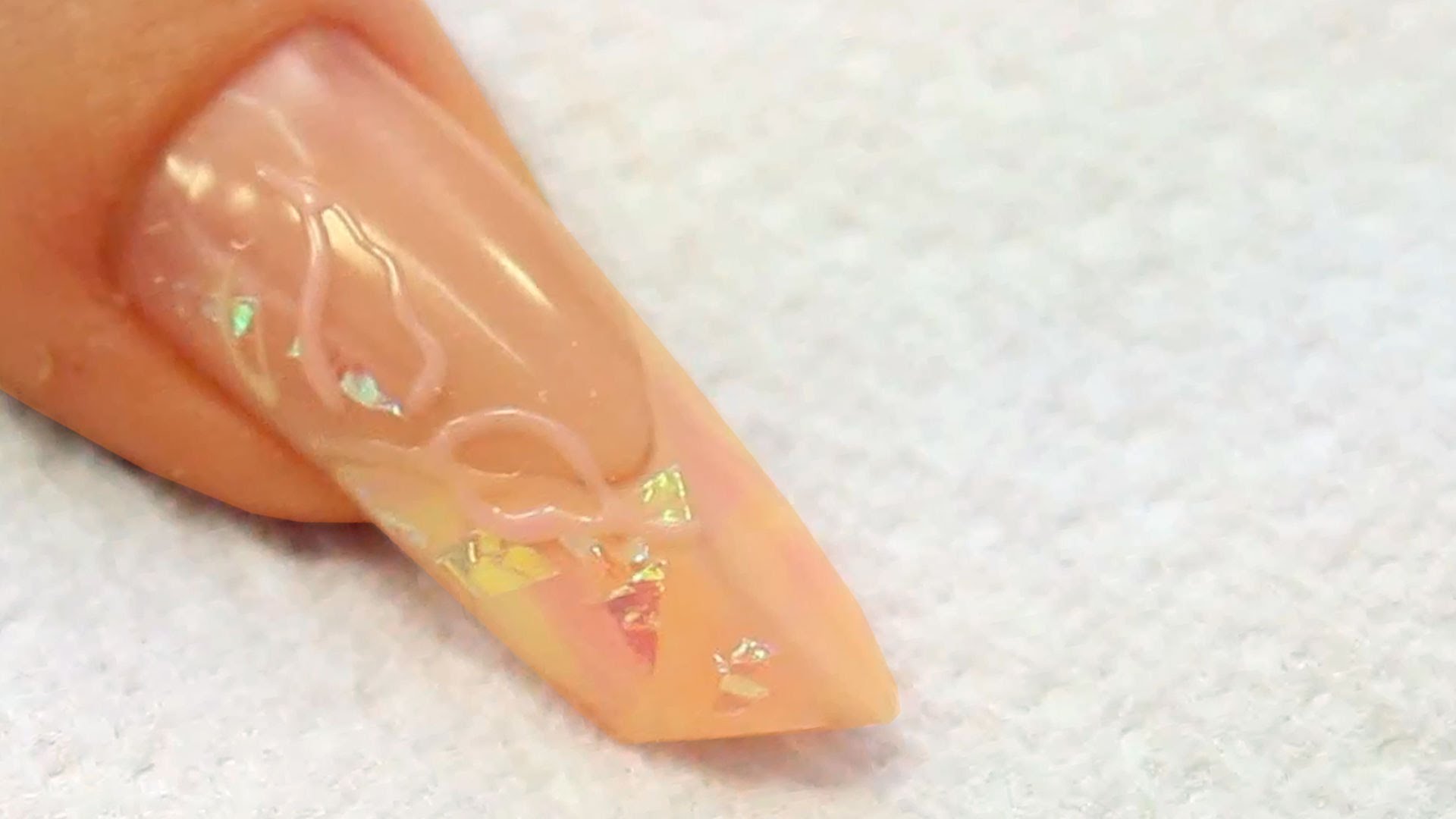 Acrylic Edge Nail Art With Pastel Marble Gel Design