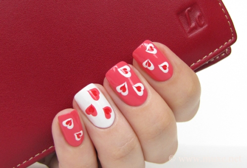 Adorable Pink Hearts Nail Art