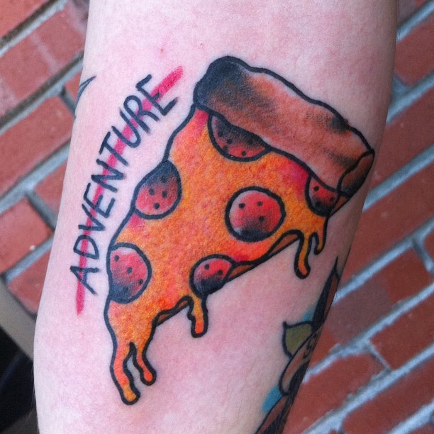 Adventure Pizza Slice Traditional Tattoo