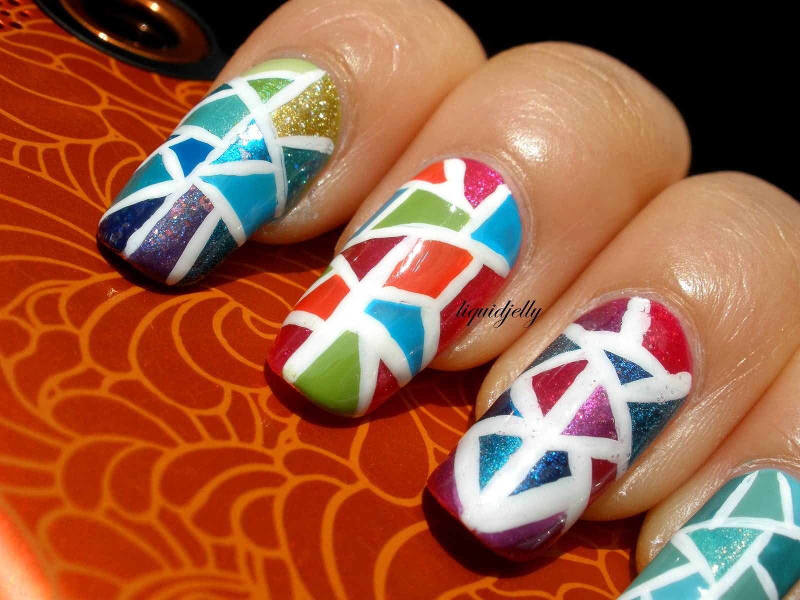Amazing Colorful Mosaic Nail Art Design Idea