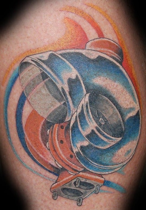 Amazing Colorful Turbo Tattoo