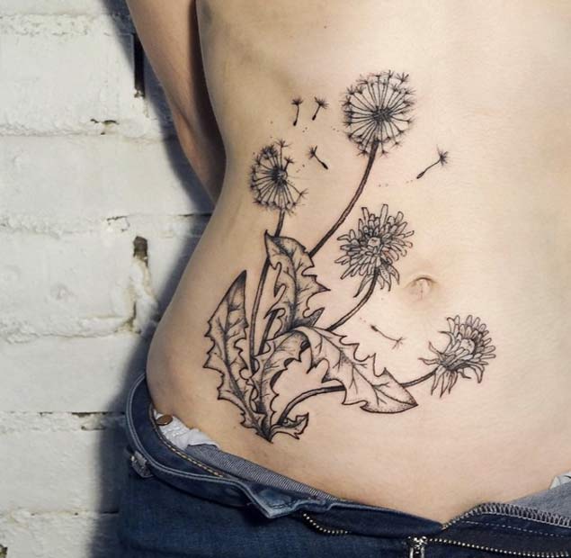 Amazing Dandelion Plant Tattoo By Aenea