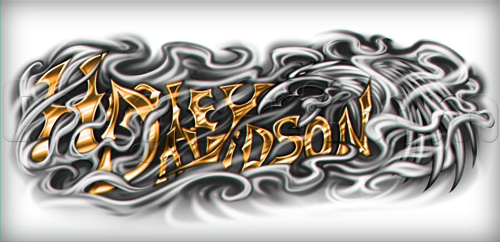 Awesome Harley Davidson Words Tattoo Design