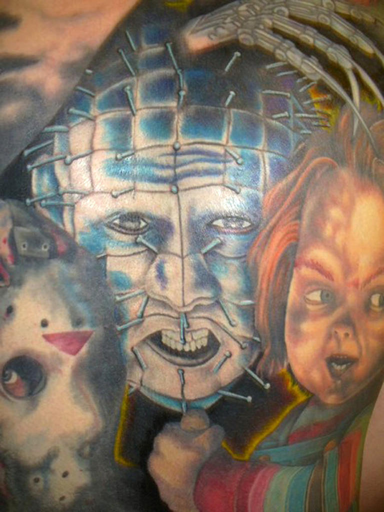 Awesome Pinhead Chucky And Jason Tattoo