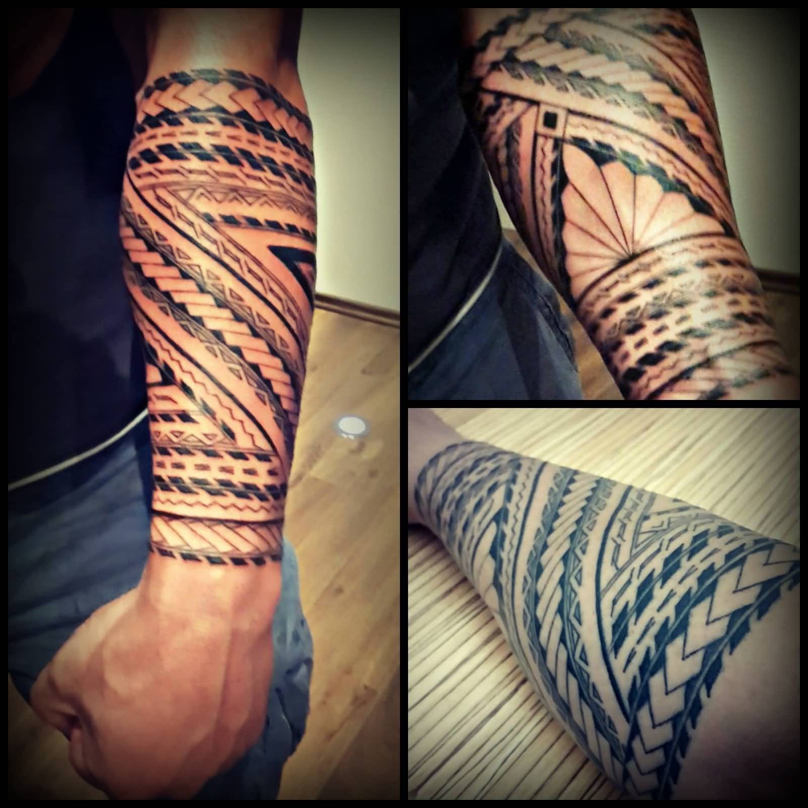 Awesome Samoan Tribal Tattoo On Arm Sleeve