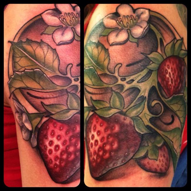 Beautiful Strawberry Plant Tattoo By Steven Compton