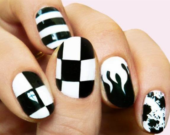 Black And White  Beautiful Nail Art Design Idea