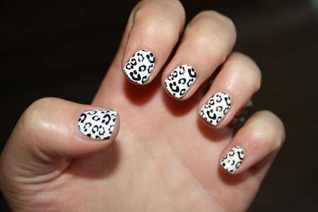 Black And White Leopard Print Nail Art