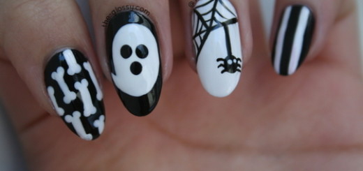 Black And White Scary Halloween Nail Art Ideas