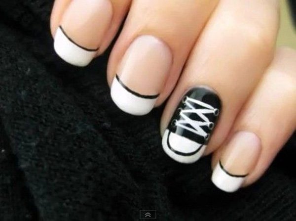 Black And White Shoe Design Nail Art Idea