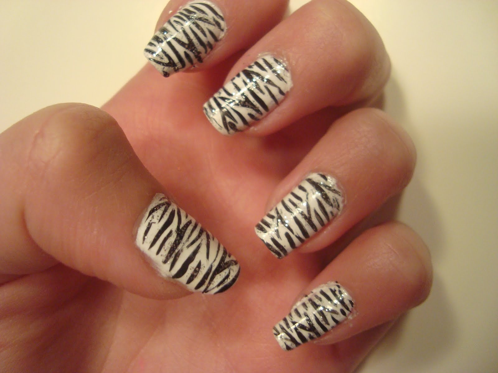Black And White Zebra Print Nail Art Design Idea