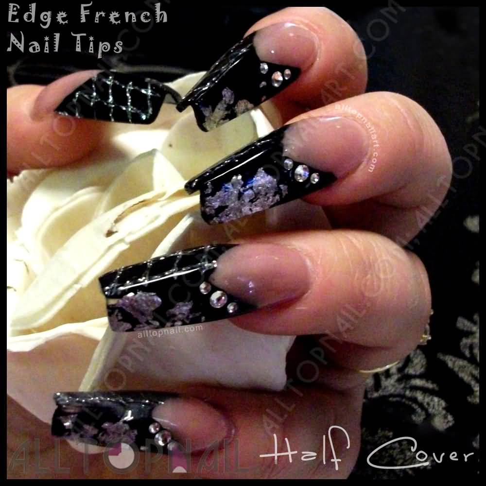 Black Edge French Tip Nail Art