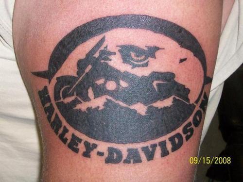 Black Ink Harley Davidson Bike Tattoo