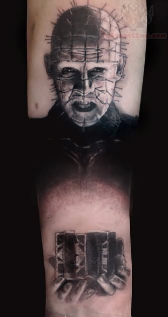Black Ink Pinhead Tattoo