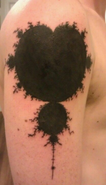 Black Mandelbrot Tattoo On Right Half Sleeve For Men