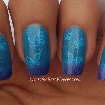 Blue And Purple Nails With Butterflies Nail Art By Margriet Sijperda