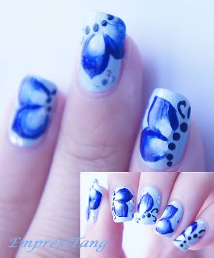 Blue Butterfly Nail Art By Empress Tang
