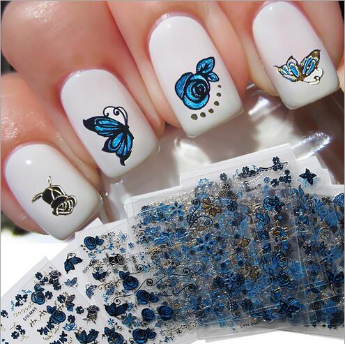 Blue Butterfly Sticker Nail Art