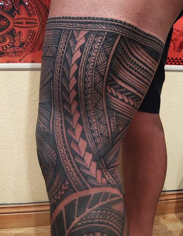 Brilliant Samoan Leg Tattoo For Men