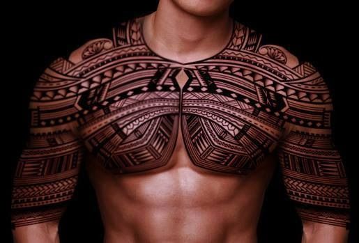 Brilliant Samoan Tattoo On Shoulders And Chest