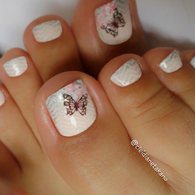 Butterfly Toe Nail Art Design Idea