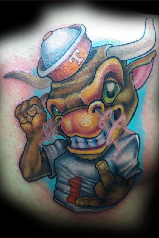 Cartoon Texas Longhorn Tattoo