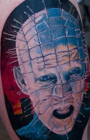 Color Ink Realistic Pinhead Tattoo For Guys