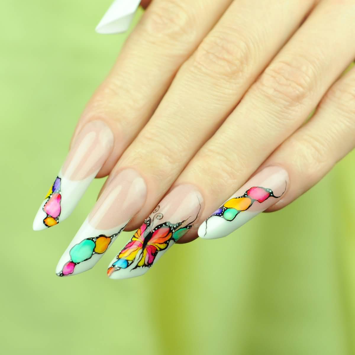 Colorful Butterfly Nail Art Design Idea