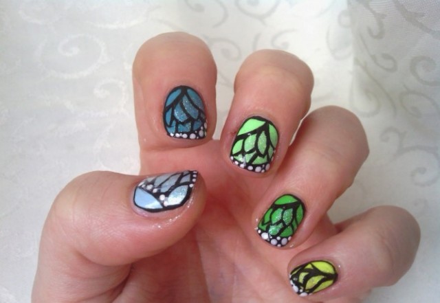 Colorful Butterfly Nail Art Design