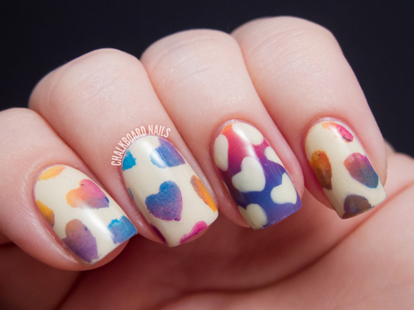 Colorful Heart Nail Art Design Idea