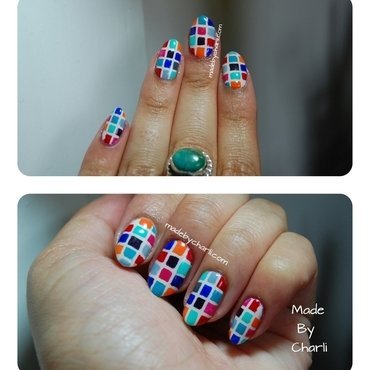Colorful Mosaic Nail Art By Charli Searchwell