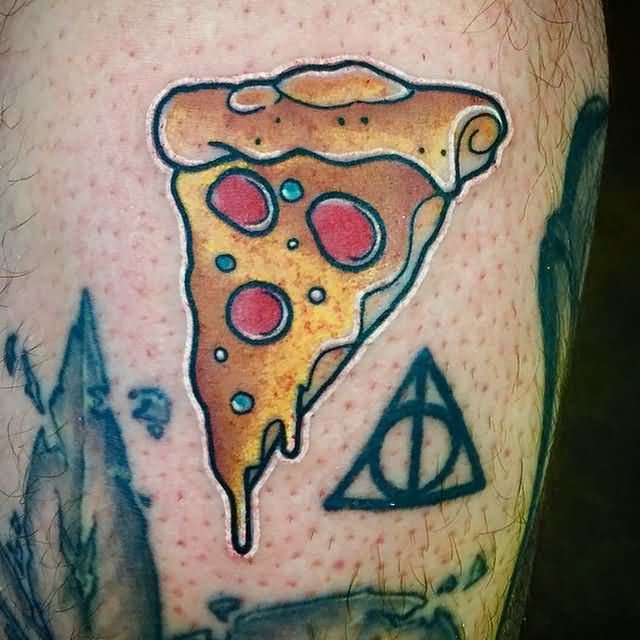 Colorful Pizza Piece Tattoo