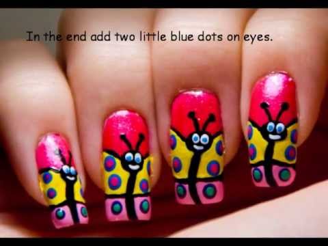 Colorful Spring Butterflies Nail Art