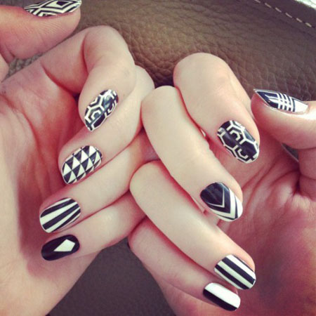 Contemporary Black And White Nail Art