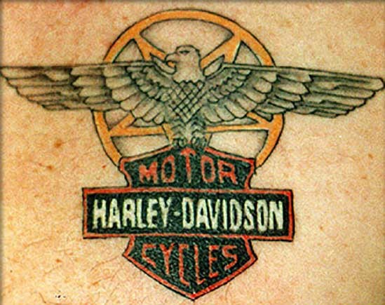 Cool Colored Harley Davidson Logo Tattoo