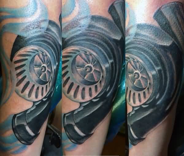 Cool Turbo Charger Of Car Tattoo For Men