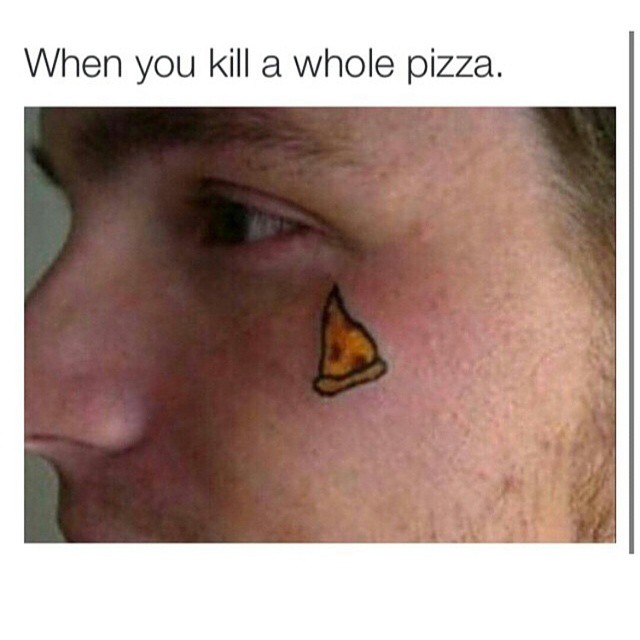 Creative Pizza Tear Drop Tattoo Near Eye