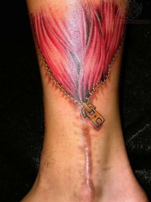 Creative Zipper Scar Tattoo