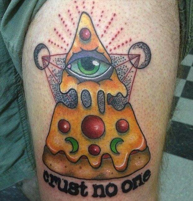 Crust No One Illuminate Eye Pizza Tattoo