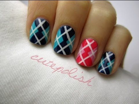 Cute Argyle Pattern Nail Art Design